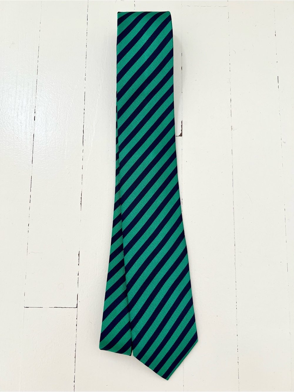 H&M Green and Navy Diagonal Stripe Tie